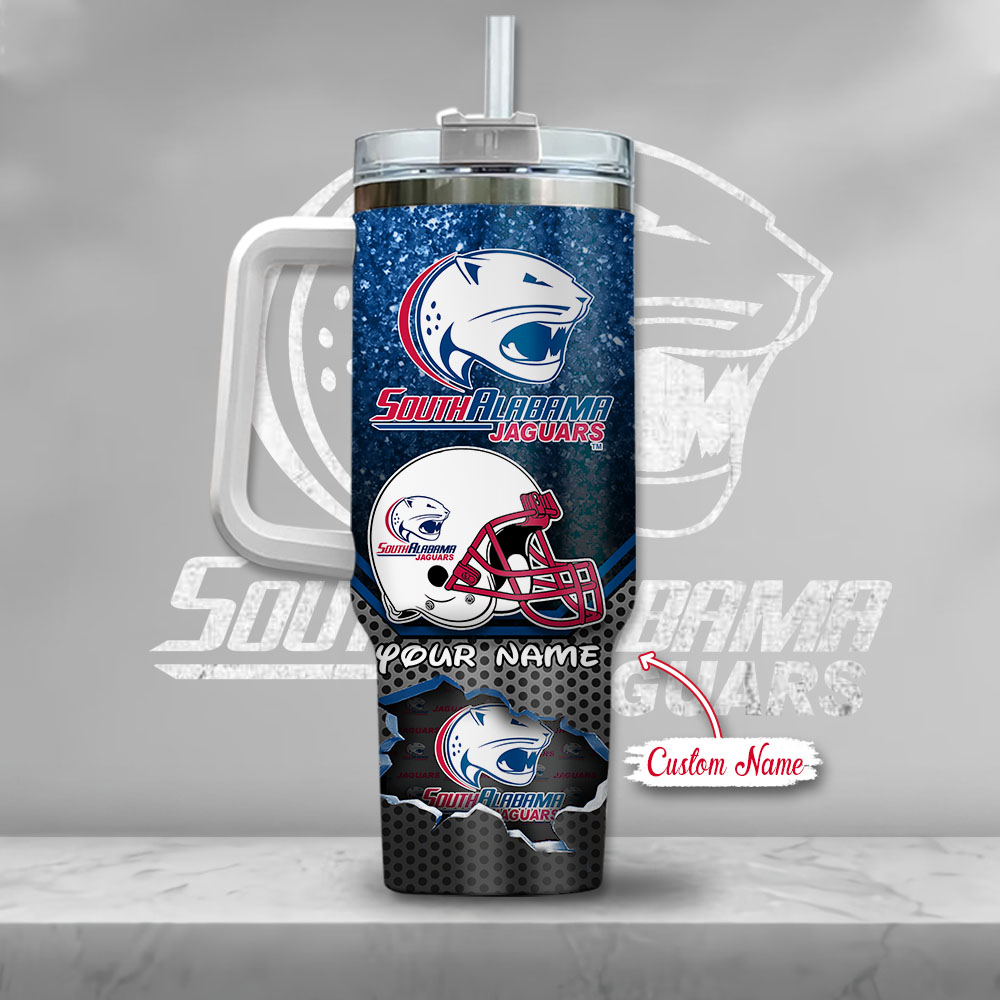 Ncaa South Alabama Jaguars Mickey Mouse Custom Stanley Quencher 40Oz Stainless Steel Tumbler With Handle - Image 3