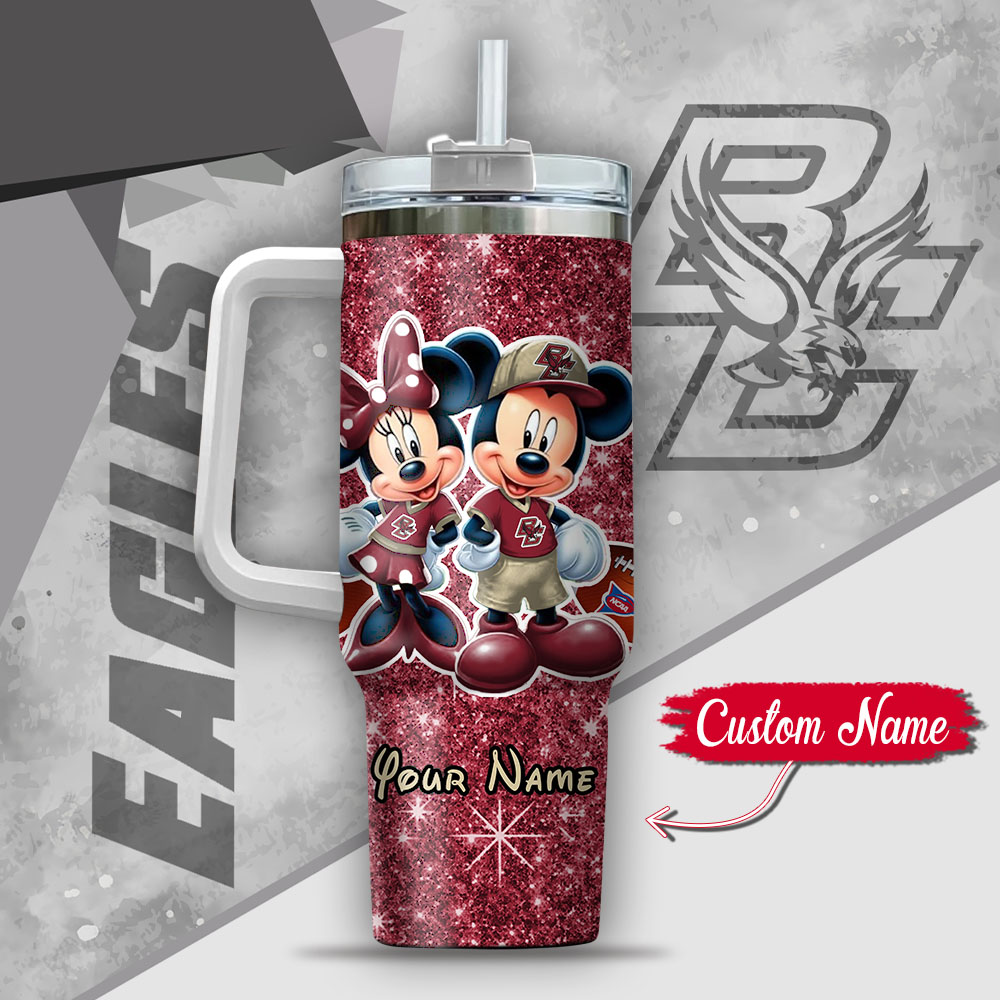 Ncaa Boston College Eagles Mickey And Minnie Couple Custom Stanley Quencher 40Oz Stainless Steel Tumbler With Handle - Image 3