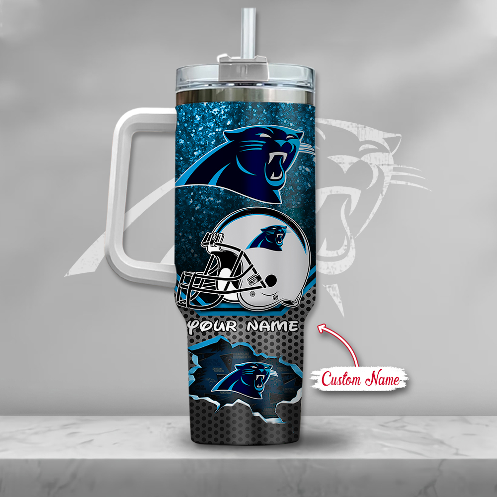 Nfl Carolina Panthers Mickey Mouse Custom Stanley Quencher 40Oz Stainless Steel Tumbler With Handle - Image 3