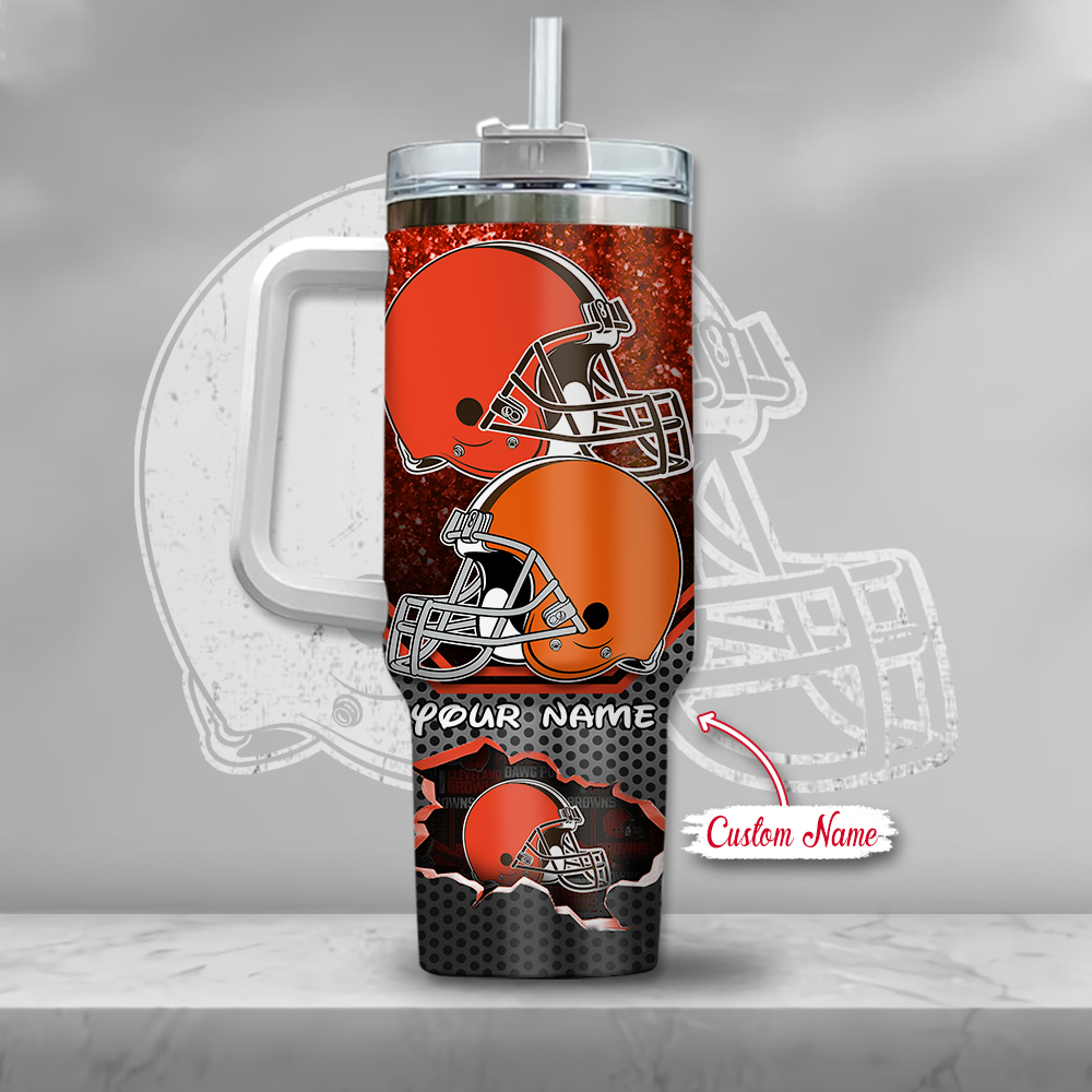 Nfl Cleveland Browns Mickey Mouse Custom Stanley Quencher 40Oz Stainless Steel Tumbler With Handle - Image 3