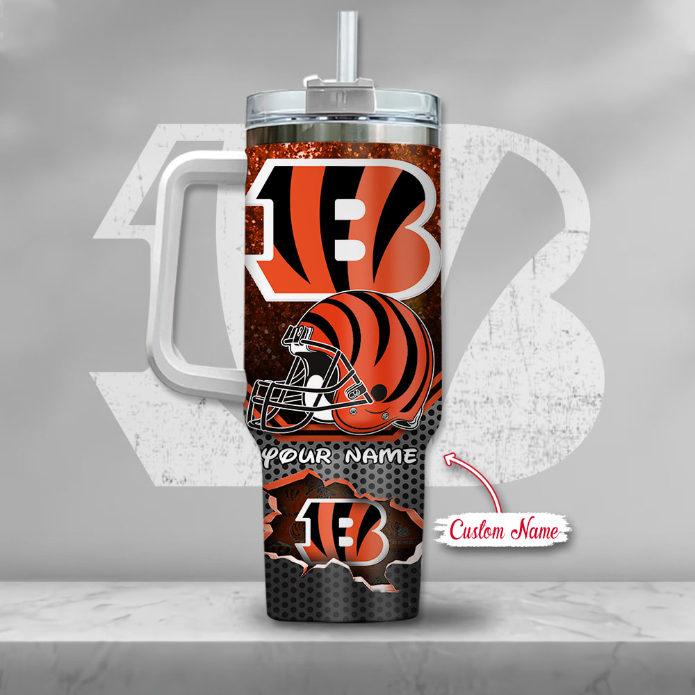 Nfl Cincinnati Bengals Mickey Mouse Custom Stanley Quencher 40Oz Stainless Steel Tumbler With Handle - Image 3
