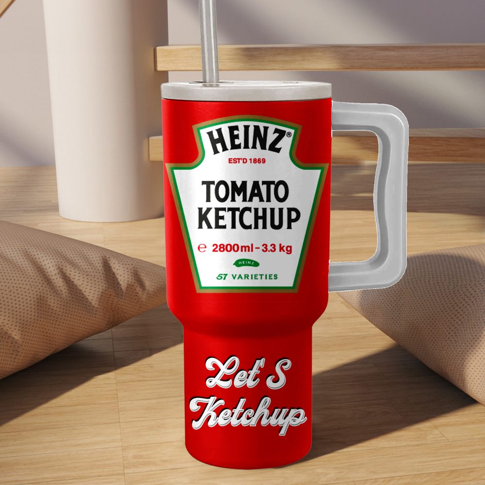 Heinz Tomato Ketchup Addict Custom Stanley Quencher 40Oz Stainless Steel Tumbler With Handle - Image 3