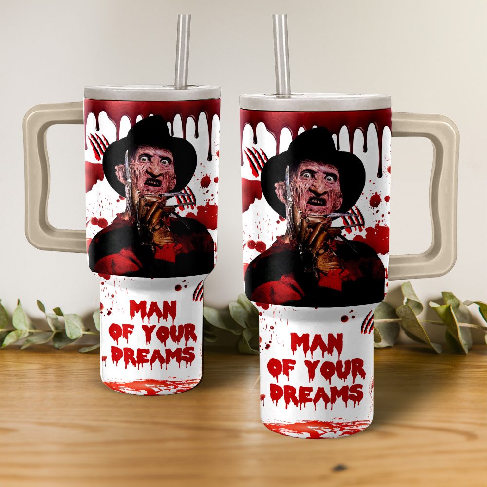 Freddy Krueger A Nightmare On Elm Street Movies Custom Stanley Quencher 40Oz Stainless Steel Tumbler With Handle - Image 3