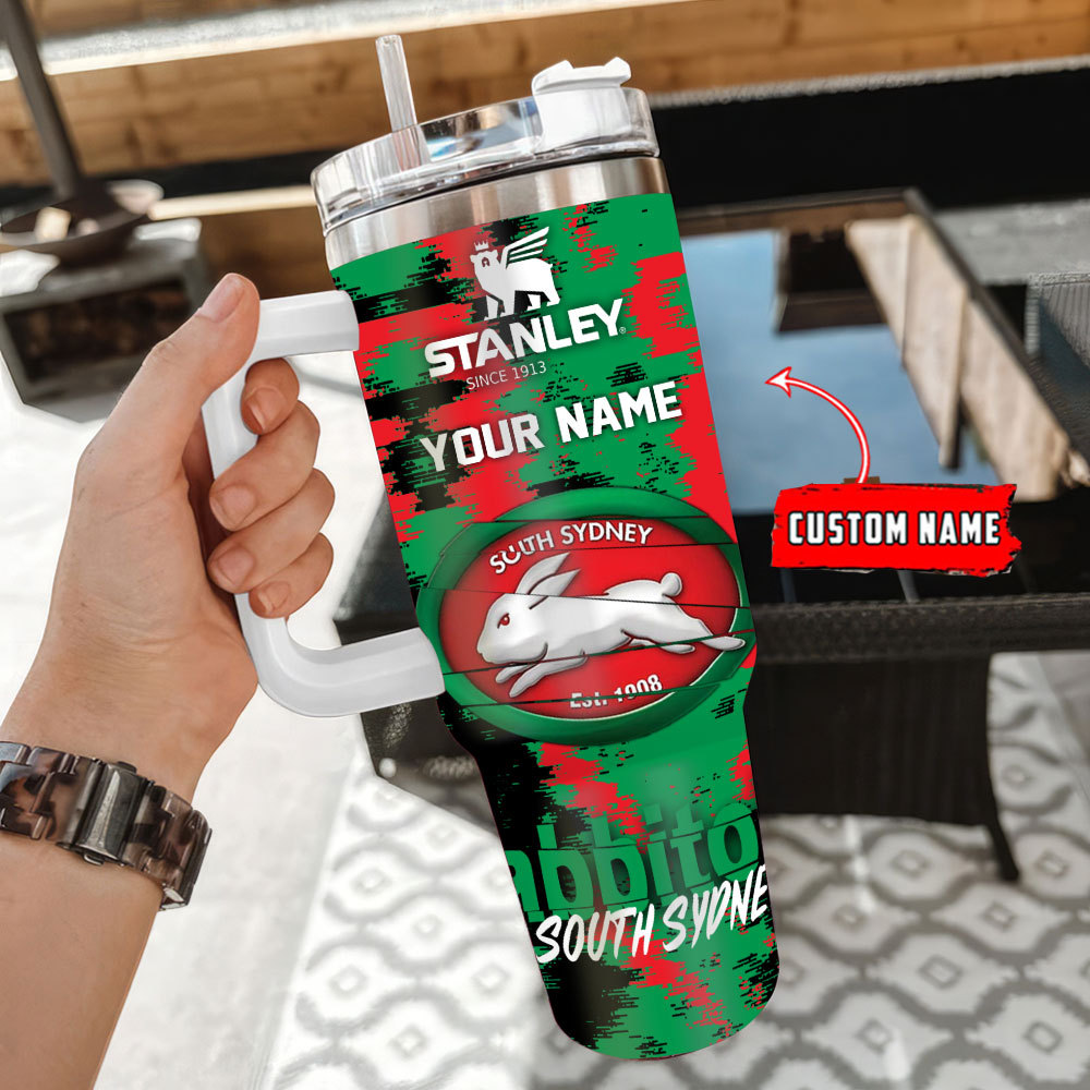 South Sydney Rabbitohs Nrl Custom Stanley Quencher 40Oz Stainless Steel Tumbler With Handle - Image 3