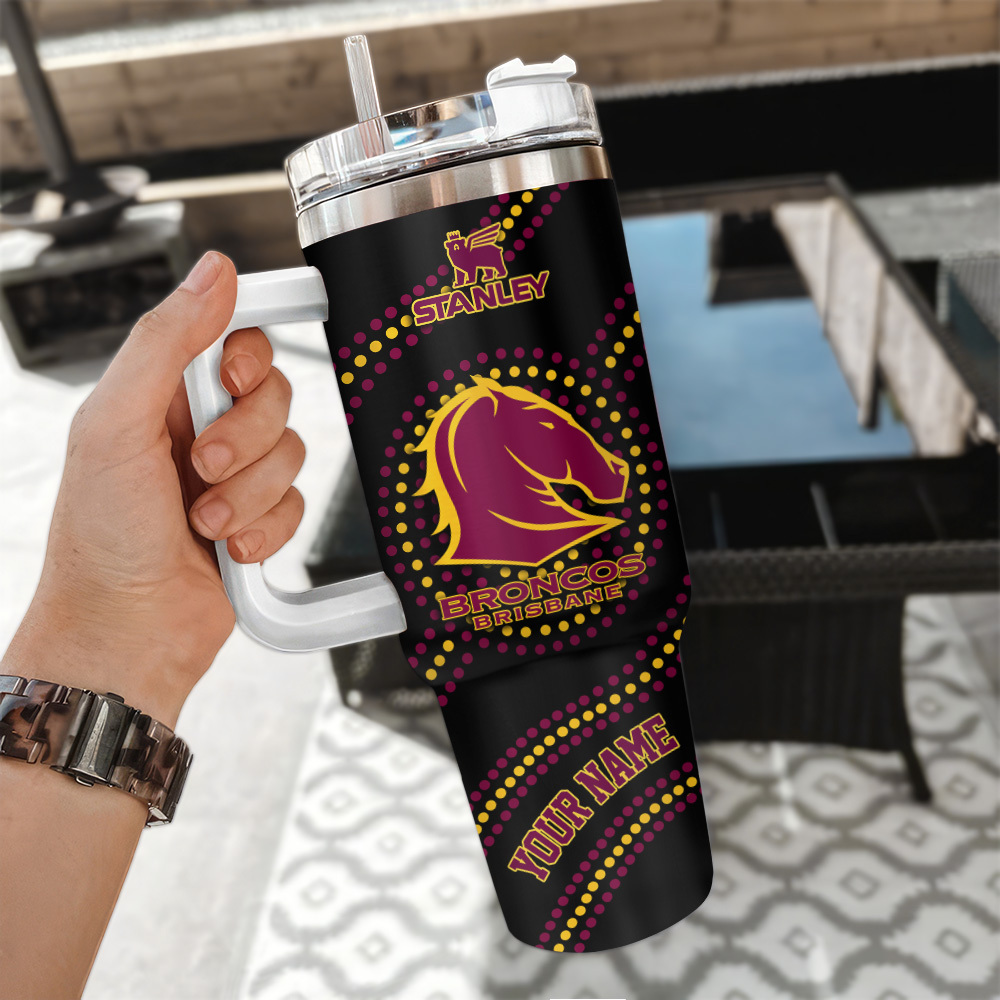 Brisbane Broncos Nrl Custom Stanley Quencher 40Oz Stainless Steel Tumbler With Handle - Image 3
