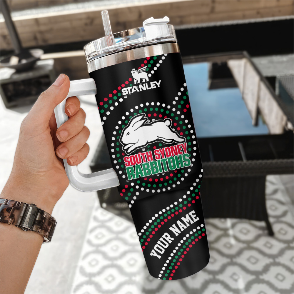 South Sydney Rabbitohs Nrl Custom Stanley Quencher 40Oz Stainless Steel Tumbler With Handle - Image 3
