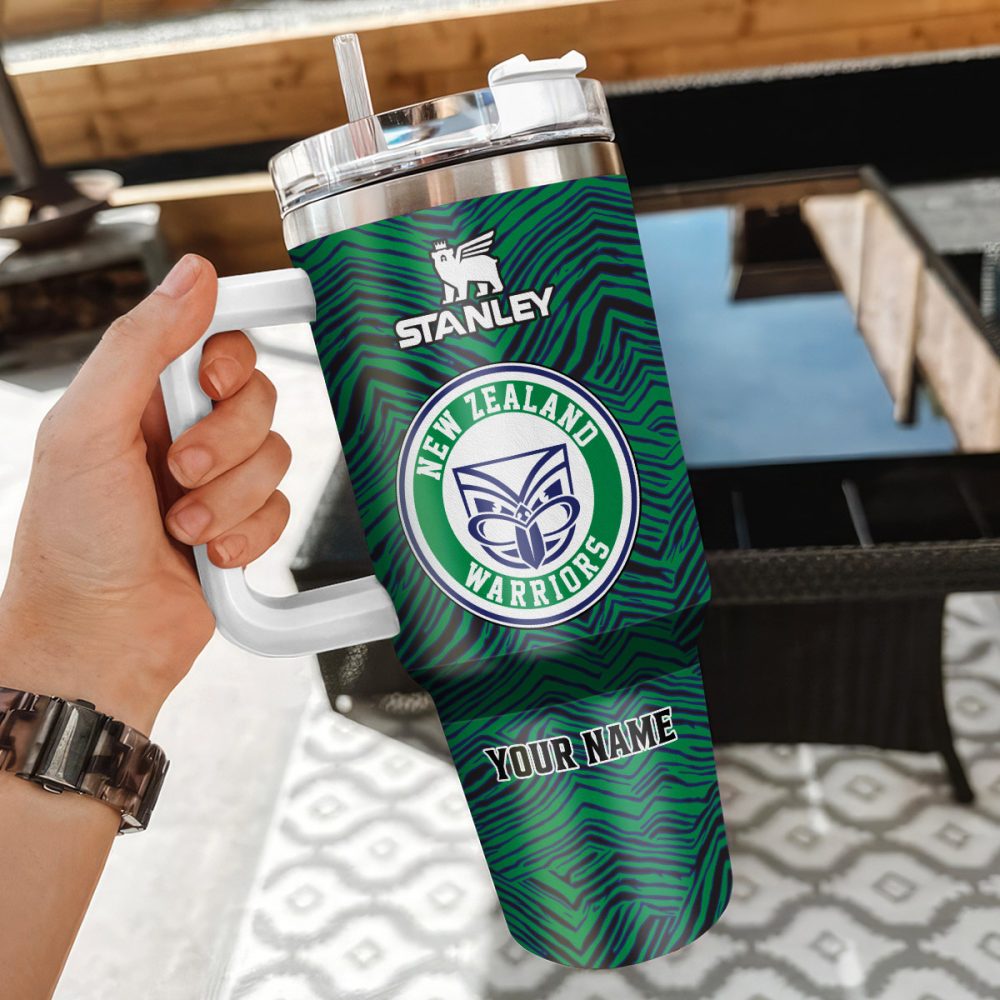 New Zealand Warriors Nrl Zubaz Print Custom Stanley Quencher 40Oz Stainless Steel Tumbler With Handle - Image 3