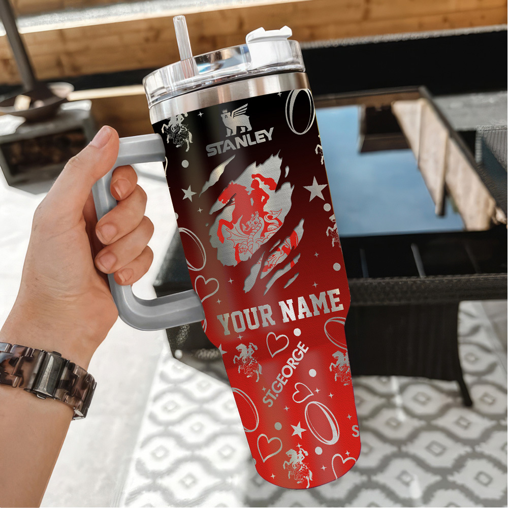 St. George Illawarra Dragons Nrl Silver Logo Custom Stanley Quencher 40Oz Stainless Steel Tumbler With Handle - Image 3