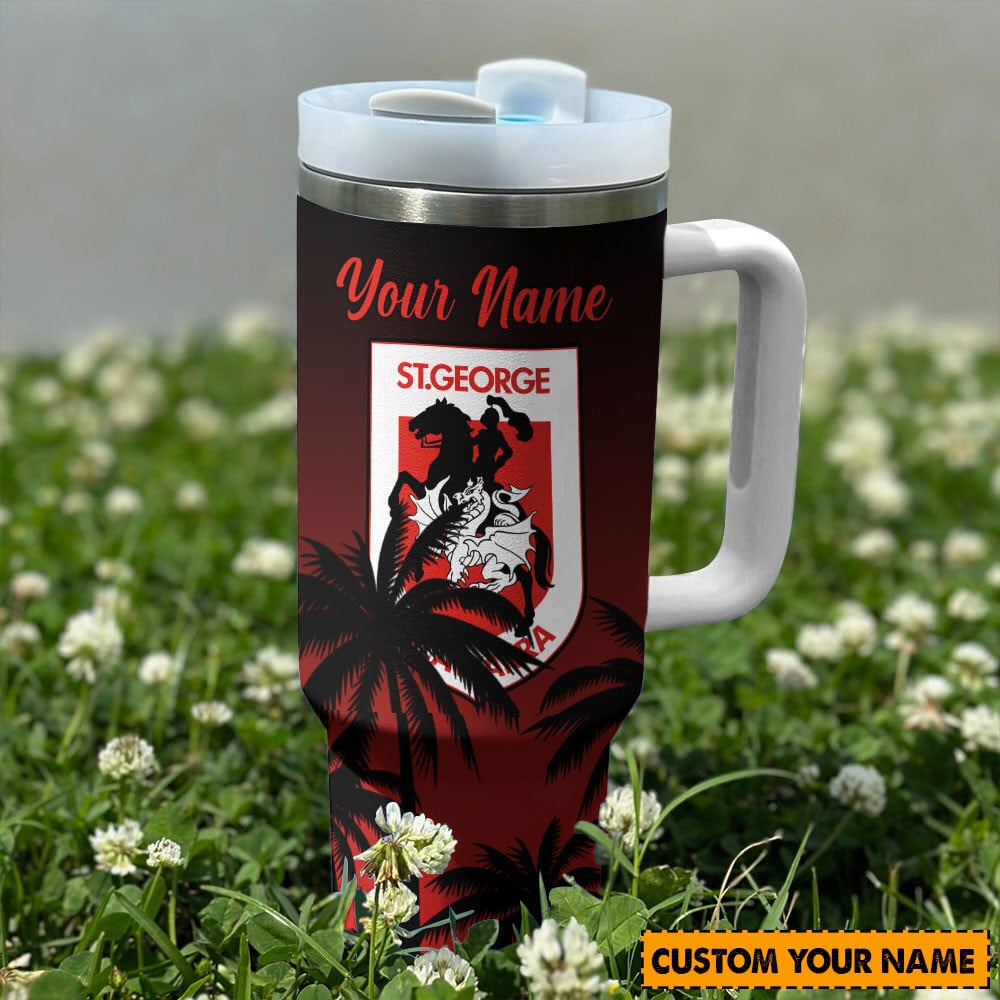 St. George Illawarra Dragons Nrl Custom Stanley Quencher 40Oz Stainless Steel Tumbler With Handle - Image 3