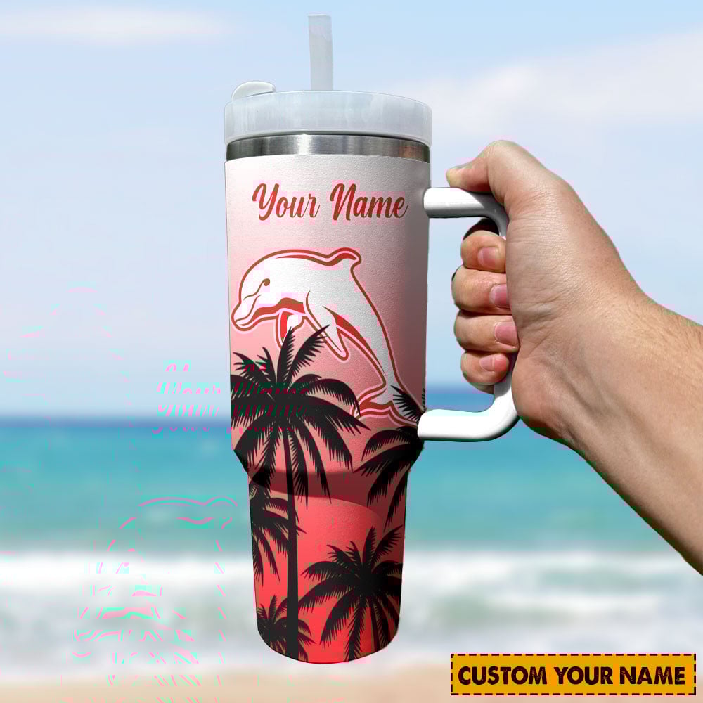 Dolphins Nrl Custom Stanley Quencher 40Oz Stainless Steel Tumbler With Handle - Image 3