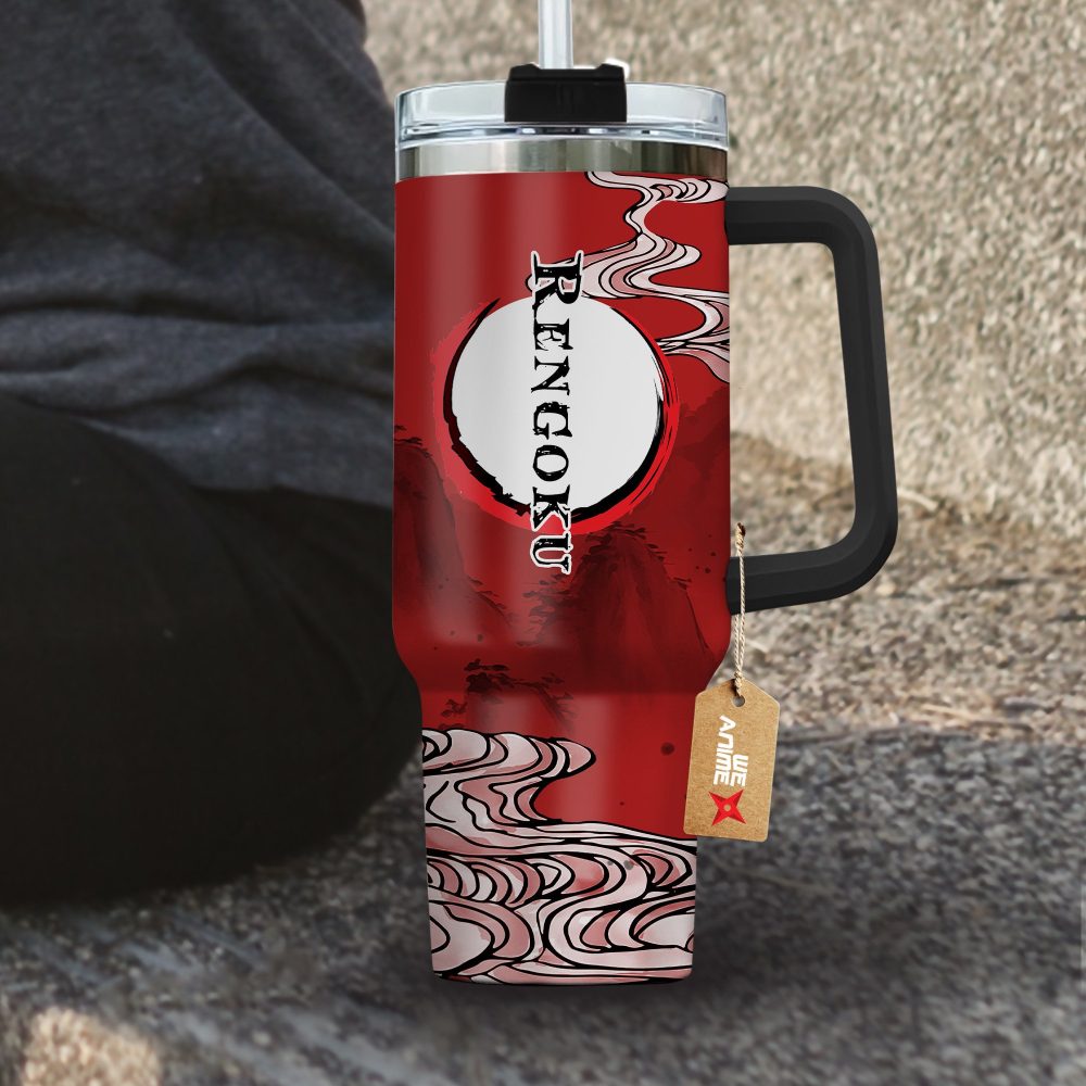 Kyojuro Rengoku Kimestu No Yaiba Anime Custom Stanley Quencher 40Oz Stainless Steel Tumbler With Handle - Image 3