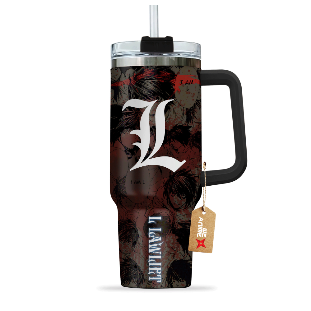 L Lawliet Death Note Anime Custom Stanley Quencher 40Oz Stainless Steel Tumbler With Handle - Image 3