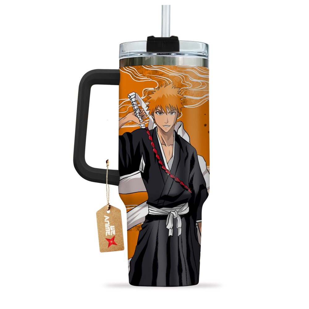 Ichigo Kurosaki Bleach Anime Custom Stanley Quencher 40Oz Stainless Steel Tumbler With Handle - Image 3