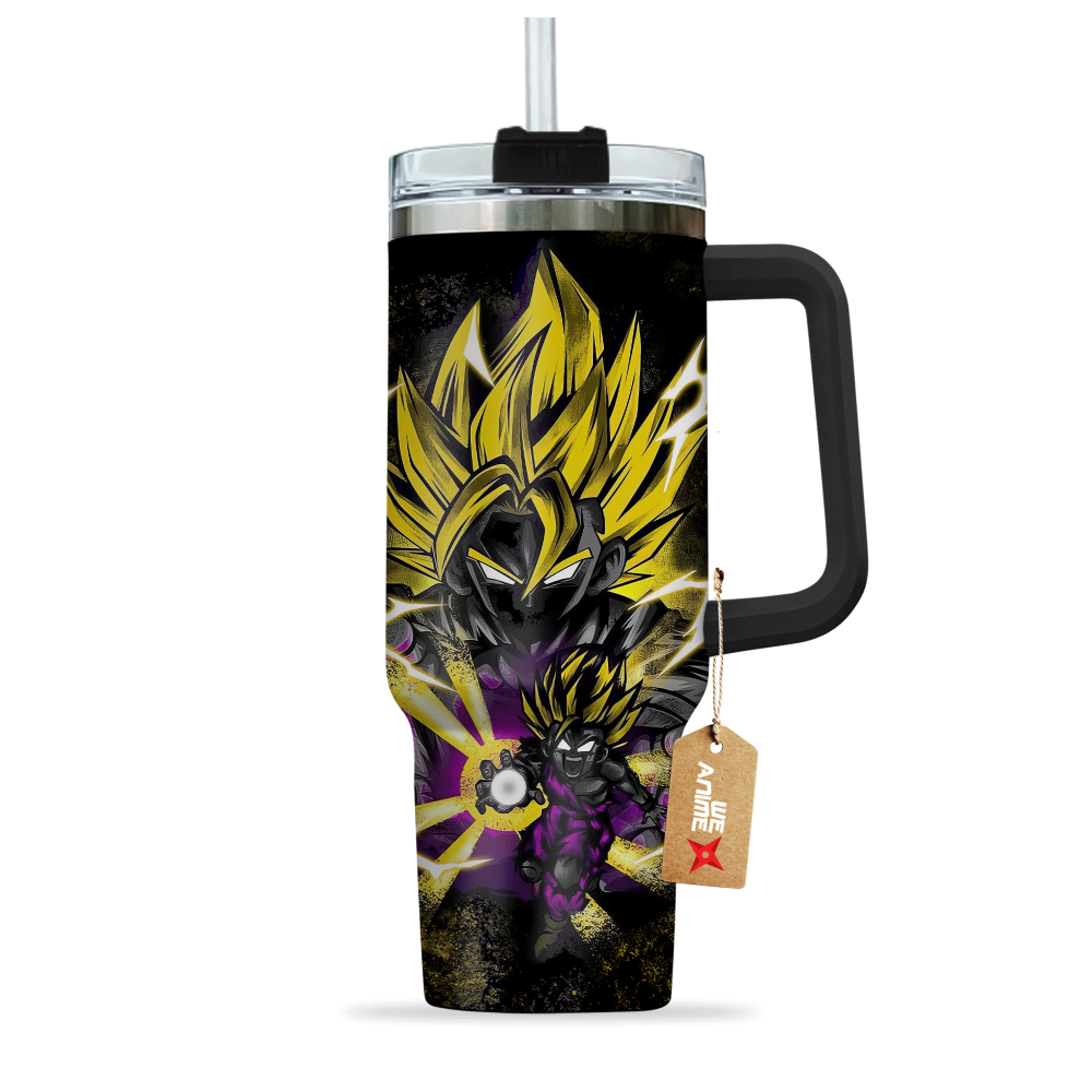 Gohan Teen Super Saiyan Dragon Ball Anime Custom Stanley Quencher 40Oz Stainless Steel Tumbler With Handle - Image 3