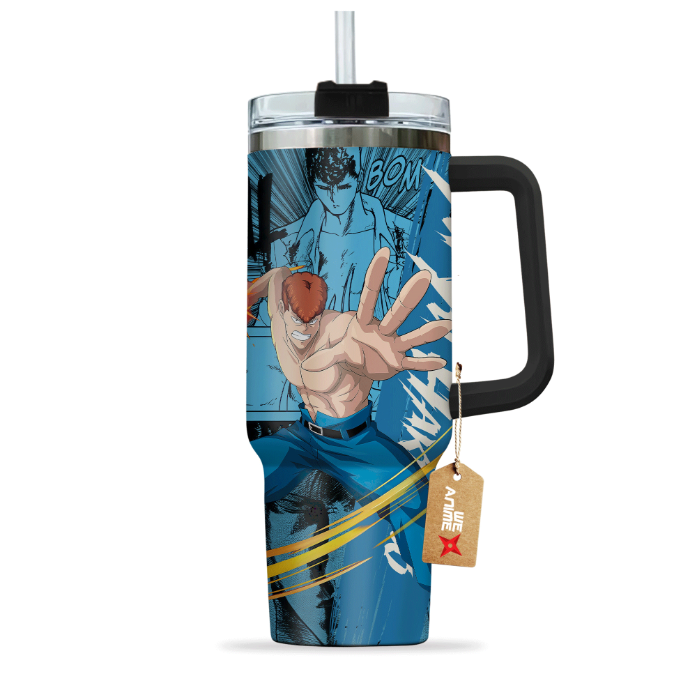 Kazuma Kuwabara Yu Yu Hakusho Anime Custom Stanley Quencher 40Oz Stainless Steel Tumbler With Handle - Image 3