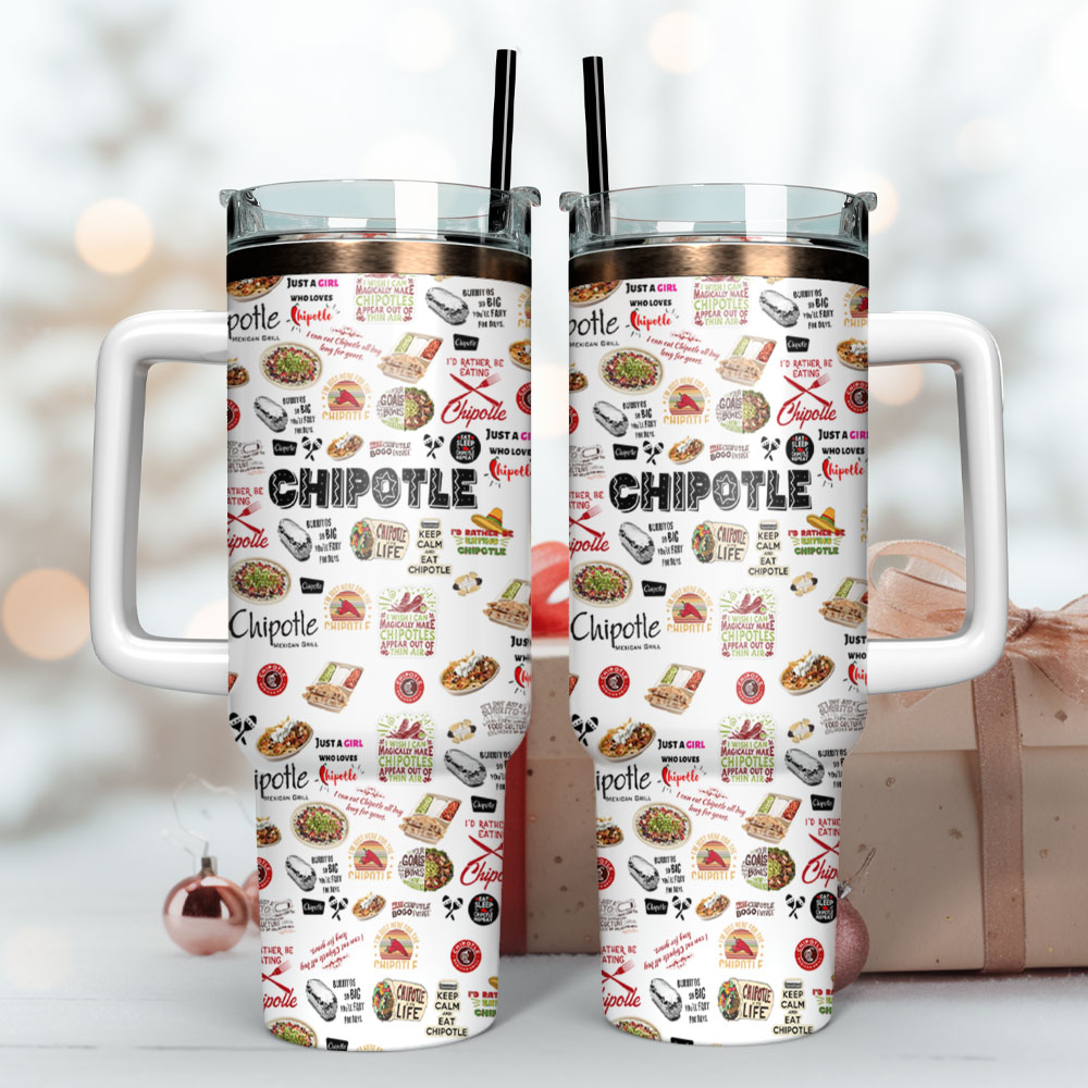 Chipotle Mexican Grill Food Custom Stanley Quencher 40Oz Stainless Steel Tumbler With Handle - Image 3