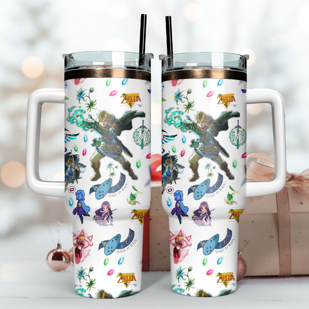 Legend Of Zelda Adventure Games Custom Stanley Quencher 40Oz Stainless Steel Tumbler With Handle - Image 3