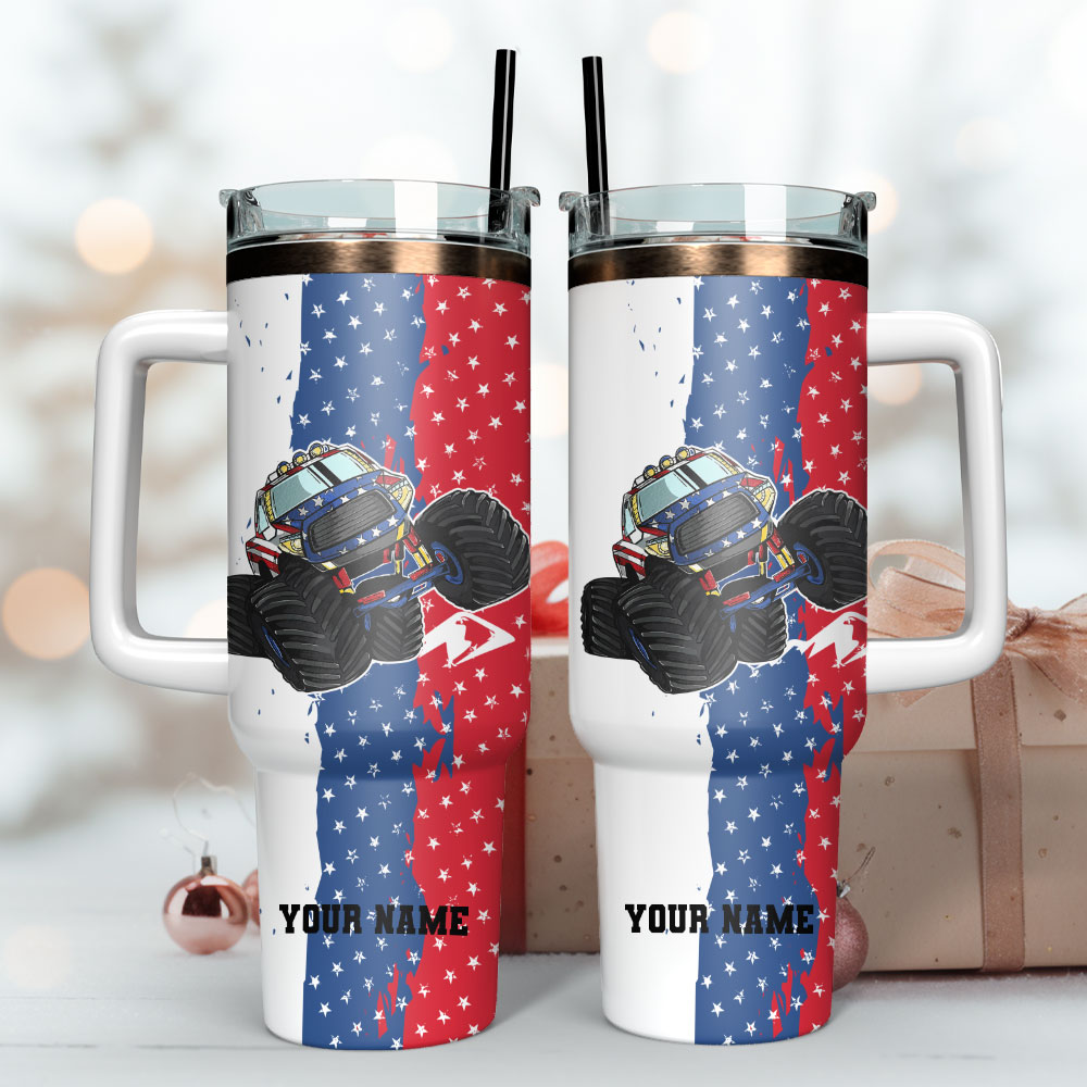 Independence Day Custom Stanley Quencher 40Oz Stainless Steel Tumbler With Handle - Image 3