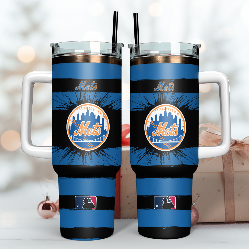 New York Mets Baseball Mlb Sport Custom Stanley Quencher 40Oz Stainless Steel Tumbler With Handle - Image 3