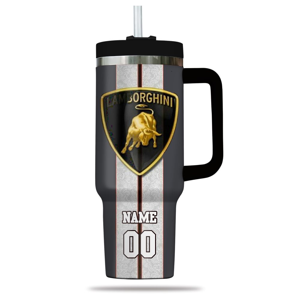 Lamborghini Car Custom Stanley Quencher 40Oz Stainless Steel Tumbler - Image 3