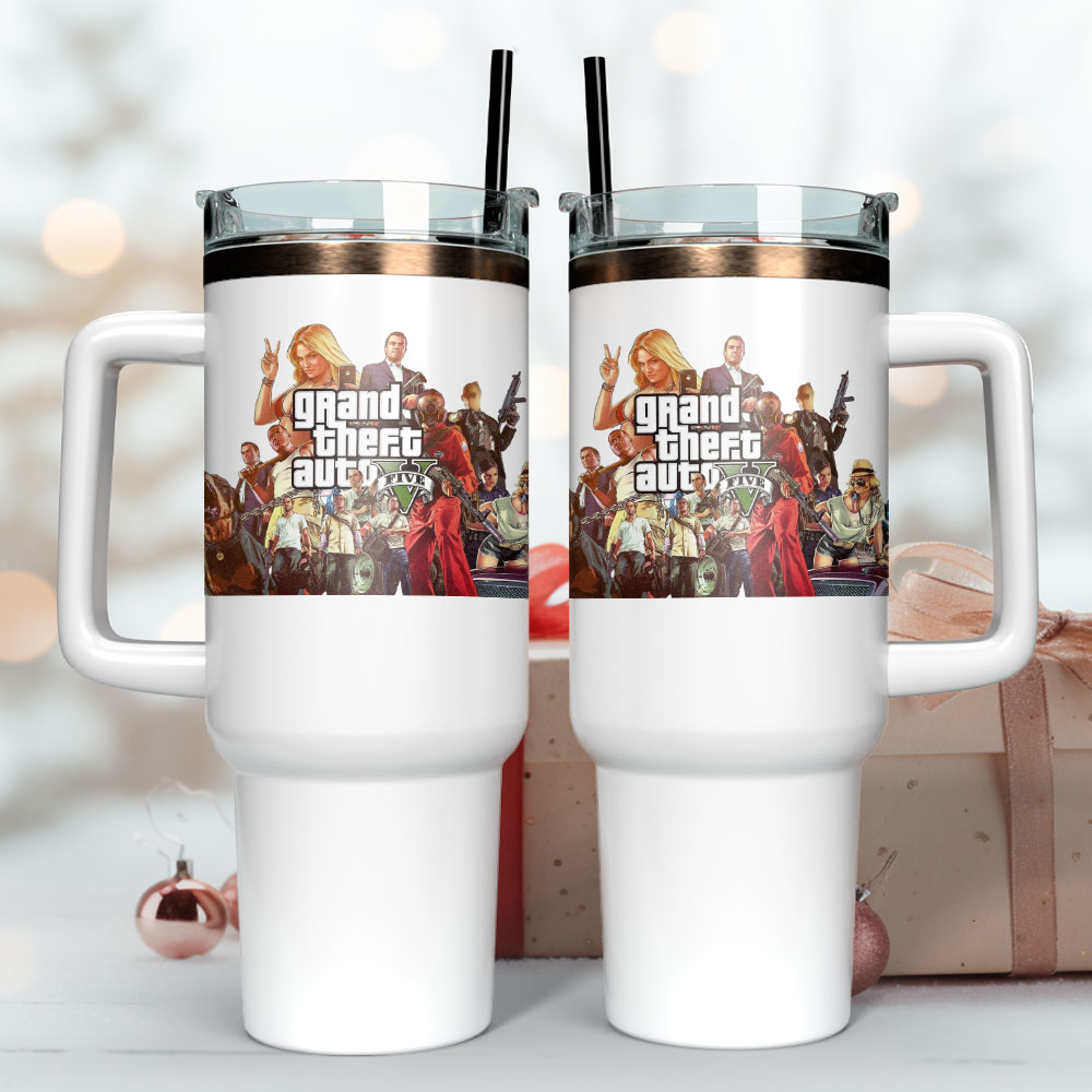 Grand Thef Auto 5 Game Custom Stanley Quencher 40Oz Stainless Steel Tumbler - Image 3