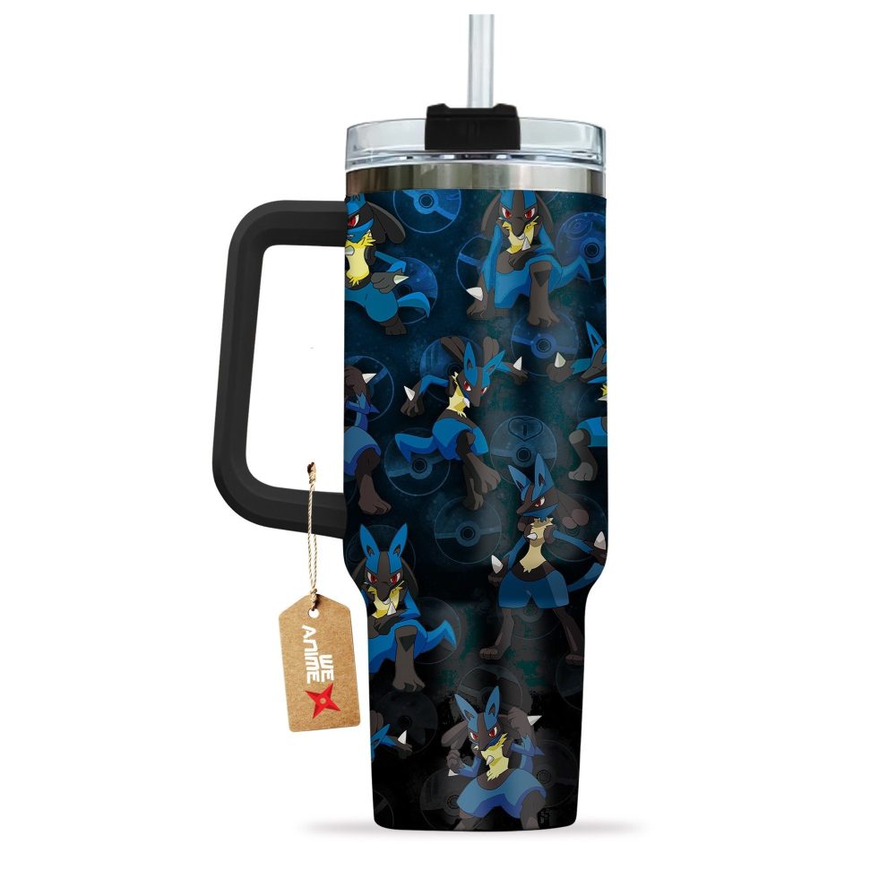 Lucario Pokemon Anime Custom Stanley Quencher 40Oz Stainless Steel Tumbler - Image 3
