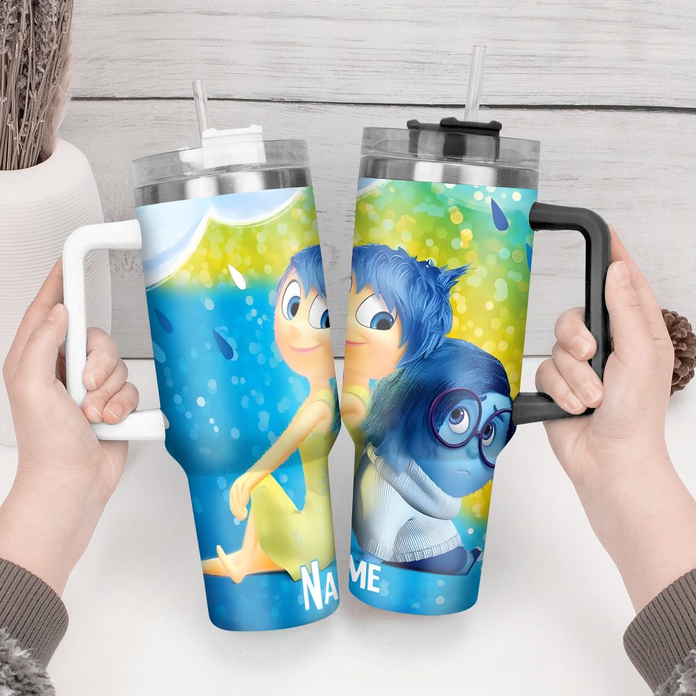 Inside Out Movies Custom Stanley Quencher 40Oz Stainless Steel Tumbler With Handle - Image 3