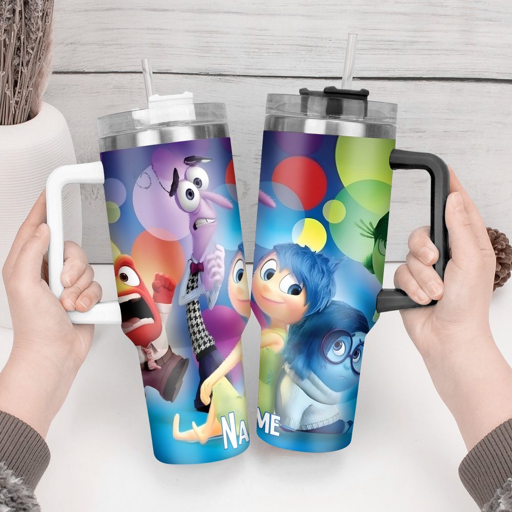 Inside Out Movies Custom Stanley Quencher 40Oz Stainless Steel Tumbler With Handle - Image 3