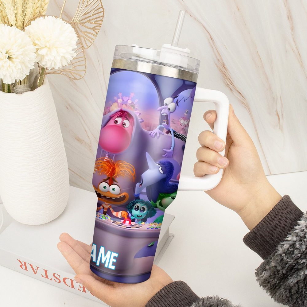 Inside Out Movies Custom Stanley Quencher 40Oz Stainless Steel Tumbler With Handle - Image 3