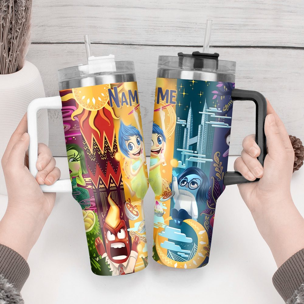 Inside Out Movies Custom Stanley Quencher 40Oz Stainless Steel Tumbler With Handle - Image 3