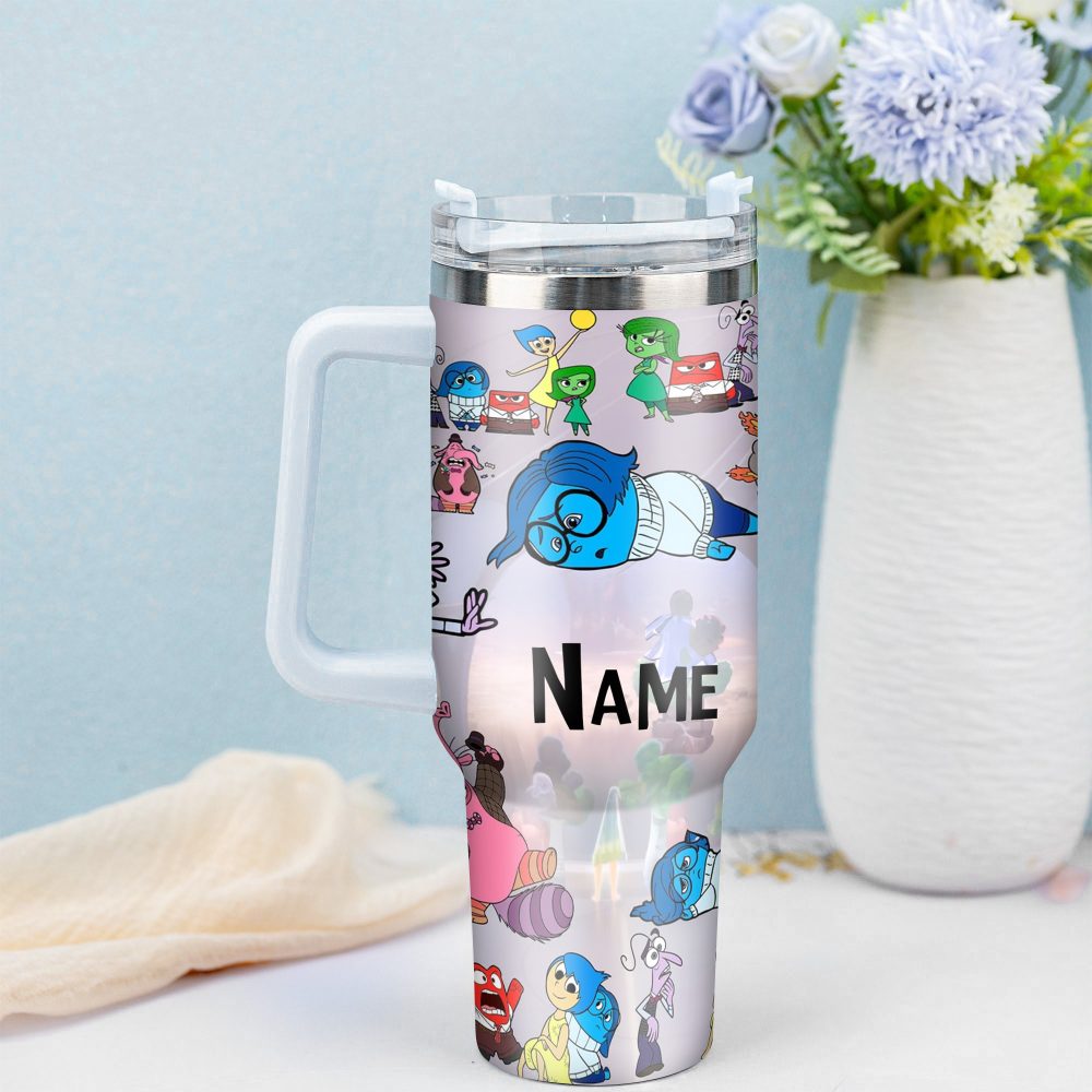 Inside Out Movies Custom Stanley Quencher 40Oz Stainless Steel Tumbler With Handle - Image 3