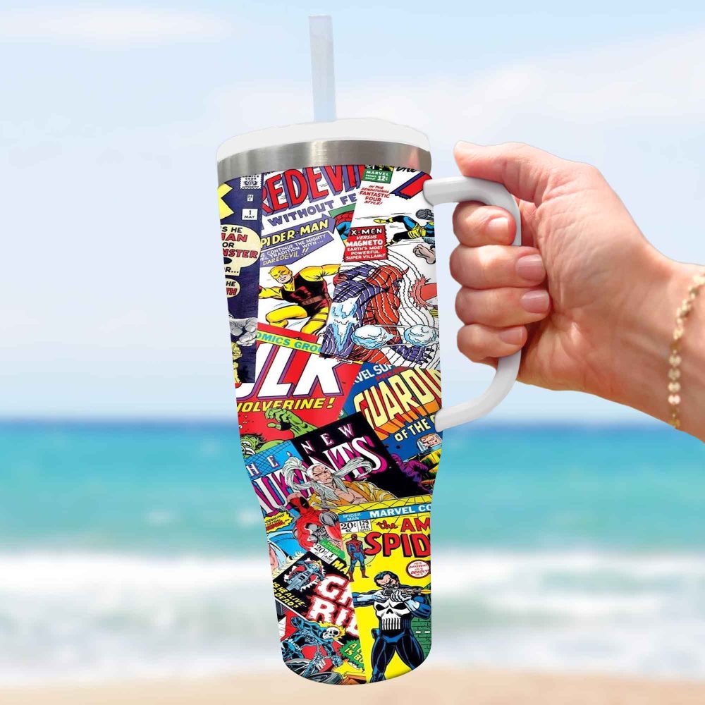 Marvel Avengers Movies Custom Stanley Quencher 40Oz Stainless Steel Tumbler With Handle - Image 3
