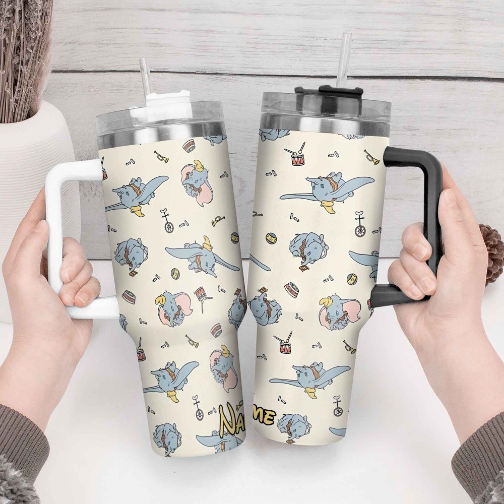 Dumbo Movies Custom Stanley Quencher 40Oz Stainless Steel Tumbler With Handle - Image 3