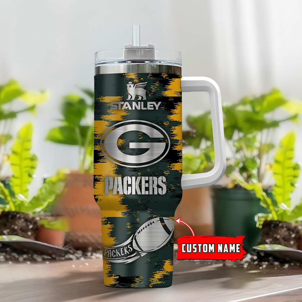 Green Bay Packers Nfl Custom Stanley Quencher 40Oz Stainless Steel Tumbler With Handle - Image 2