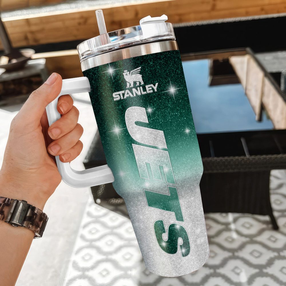 New York Jets Nfl Custom Stanley Quencher 40Oz Stainless Steel Tumbler With Handle - Image 3