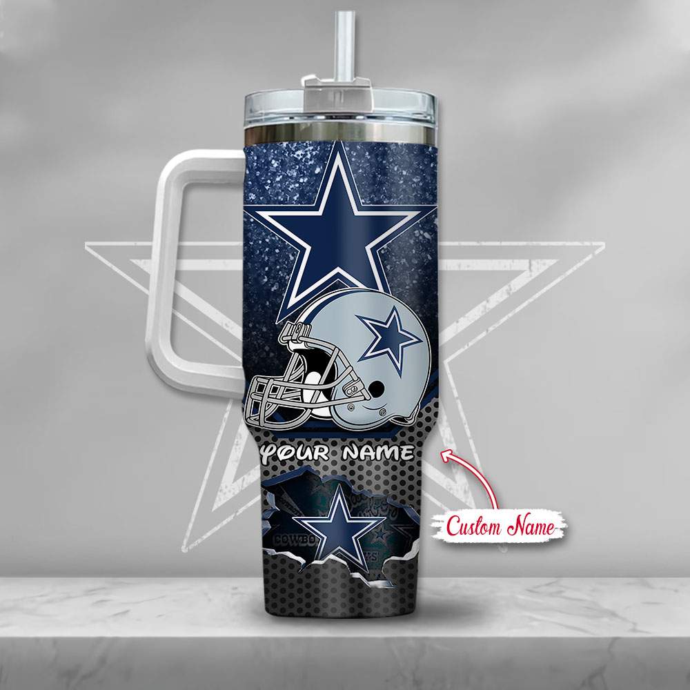 Dallas Cowboys Nfl Custom Stanley Quencher 40Oz Stainless Steel Tumbler With Handle - Image 3