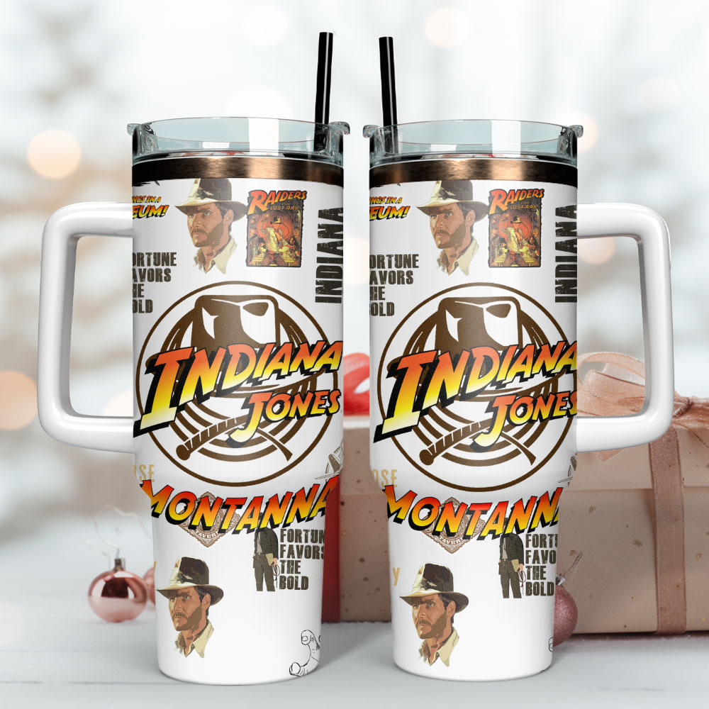 Indiana Jones Raiders Of The Lost Ark Movie Custom Stanley Quencher 40Oz Stainless Steel Tumbler With Handle - Image 3