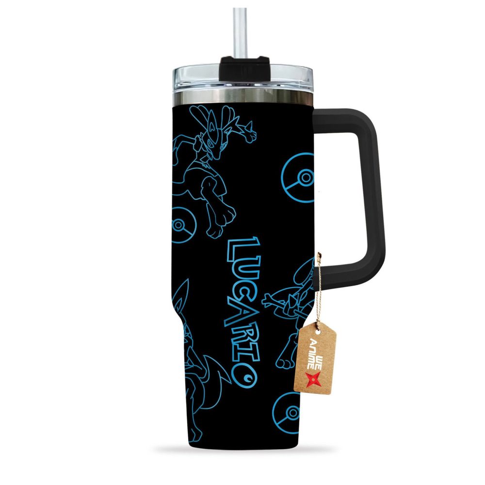 Lucario Pokemon Anime Custom Stanley Quencher 40Oz Stainless Steel Tumbler - Image 3