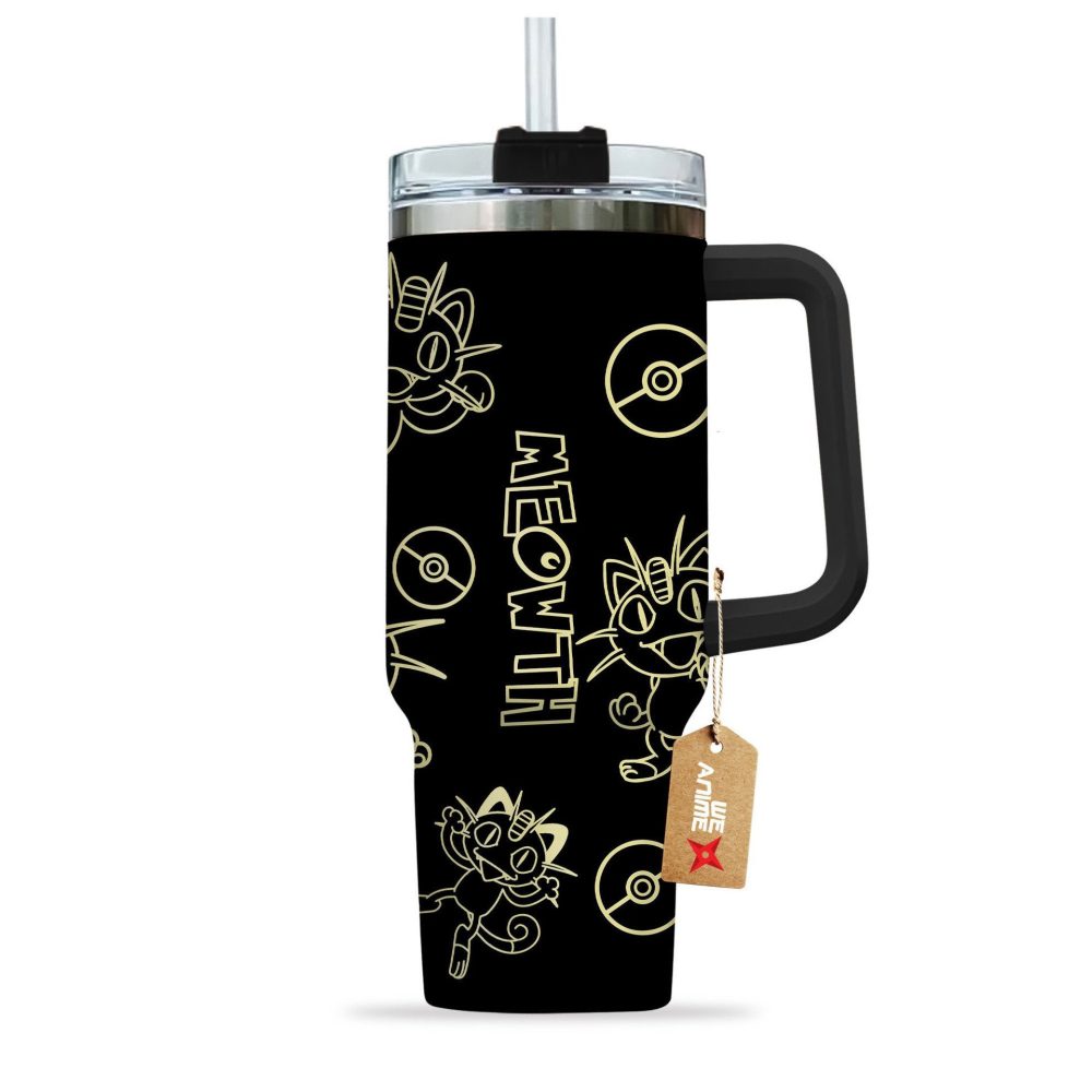 Meowth Pokemon Anime Custom Stanley Quencher 40Oz Stainless Steel Tumbler - Image 3