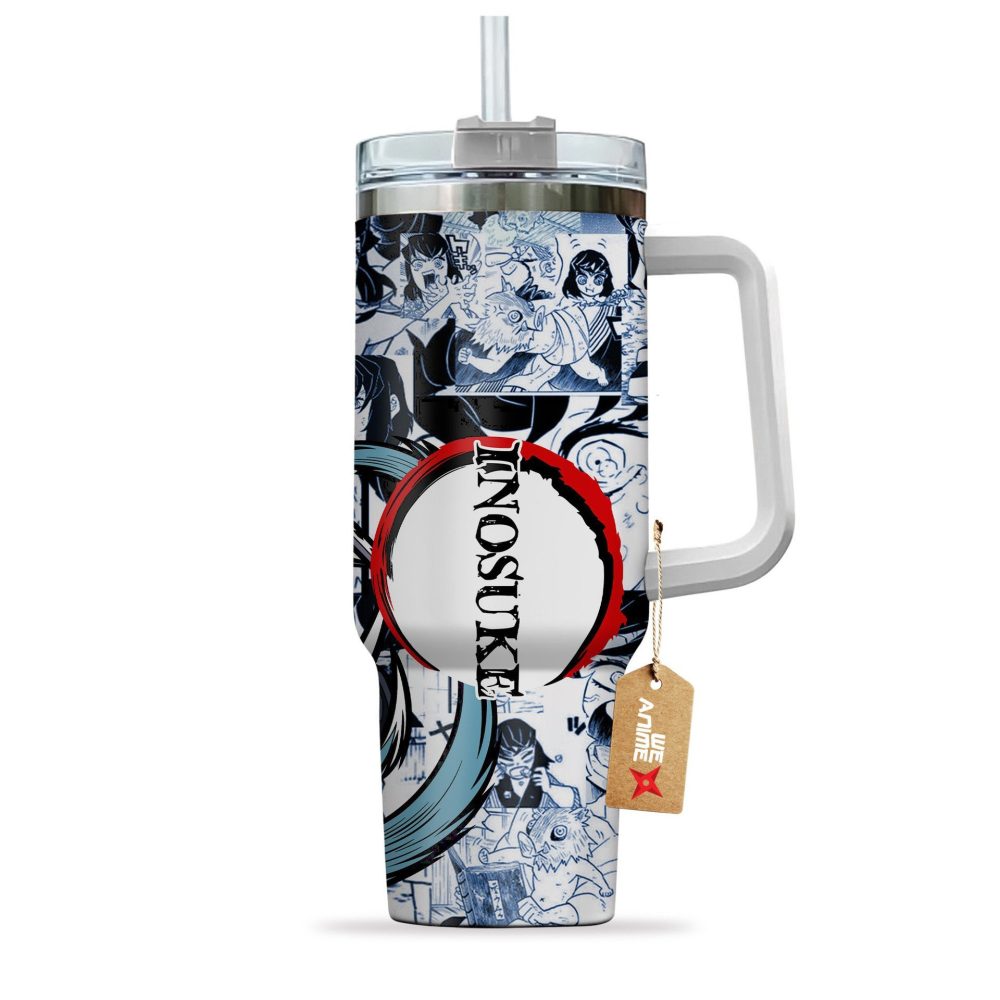Inosuke Hashibira Demon Slayer Anime Custom Stanley Quencher 40Oz Stainless Steel Tumbler - Image 3