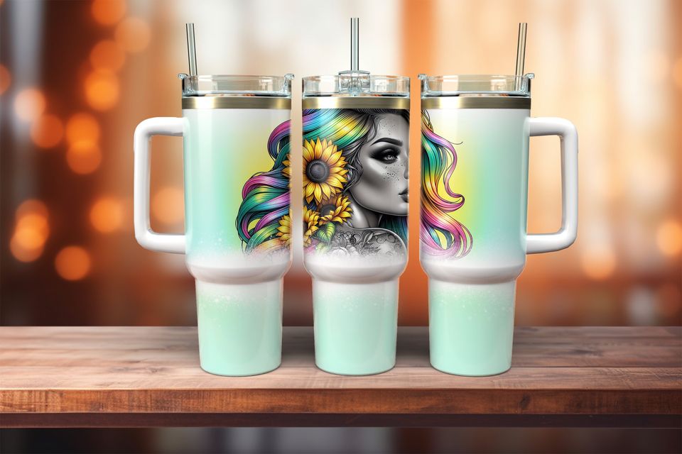 Girl Flowercustom Stanley Quencher 40Oz Stainless Steel Tumbler - Image 3