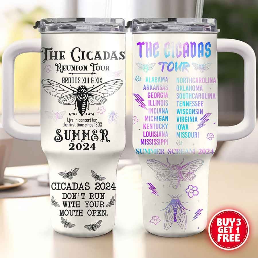 The Cicadas Reunion Tour Summer 2024 Music Custom Stanley Cup 40 oz Tumbler With Handle