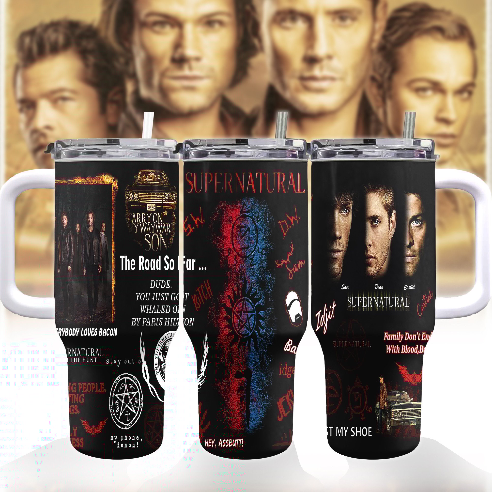 Super Natural TV Series Custom Stanley Cup 40 oz Tumbler With Handle
