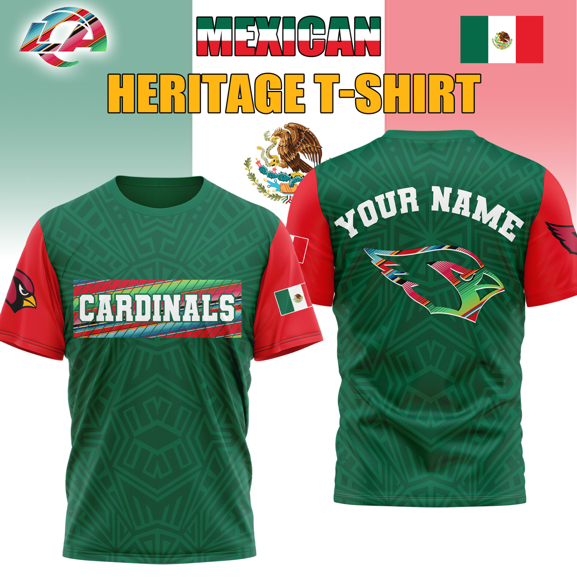 Arizona Cardinalspremium NFL Mexican Heritage Celebration 3D Shirt