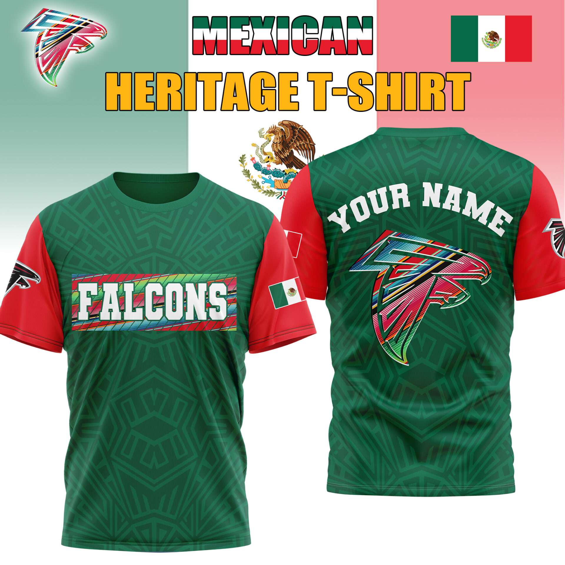Atlanta Falconspremium NFL Mexican Heritage Celebration 3D Shirt