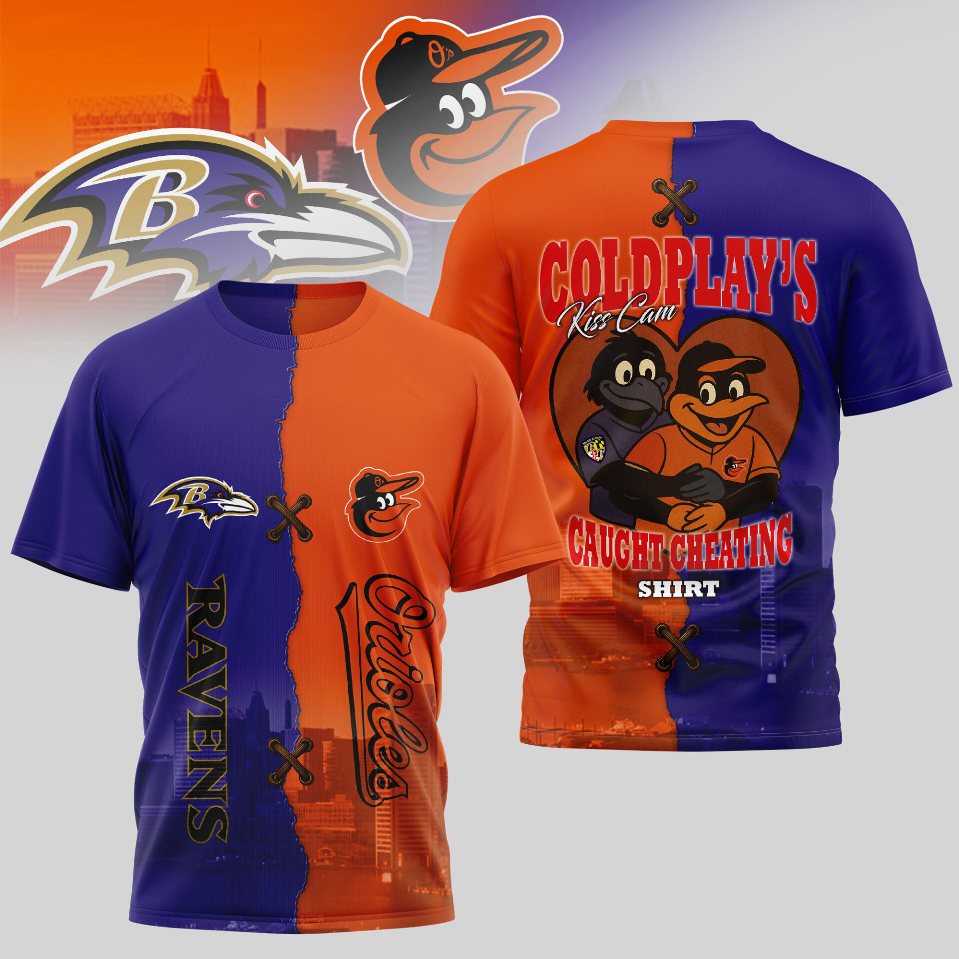 Baltimore Ravens Baltimore Orioleskiss Cam Caught Cheating 3D Shirt
