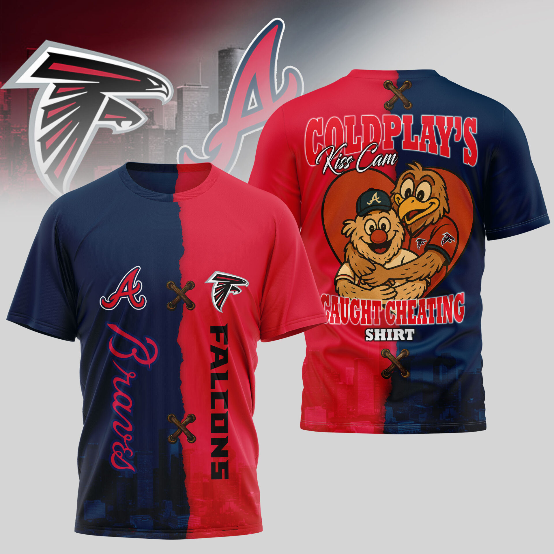 Atlanta Falcons Atlanta Braveskiss Cam Caught Cheating 3D Shirt