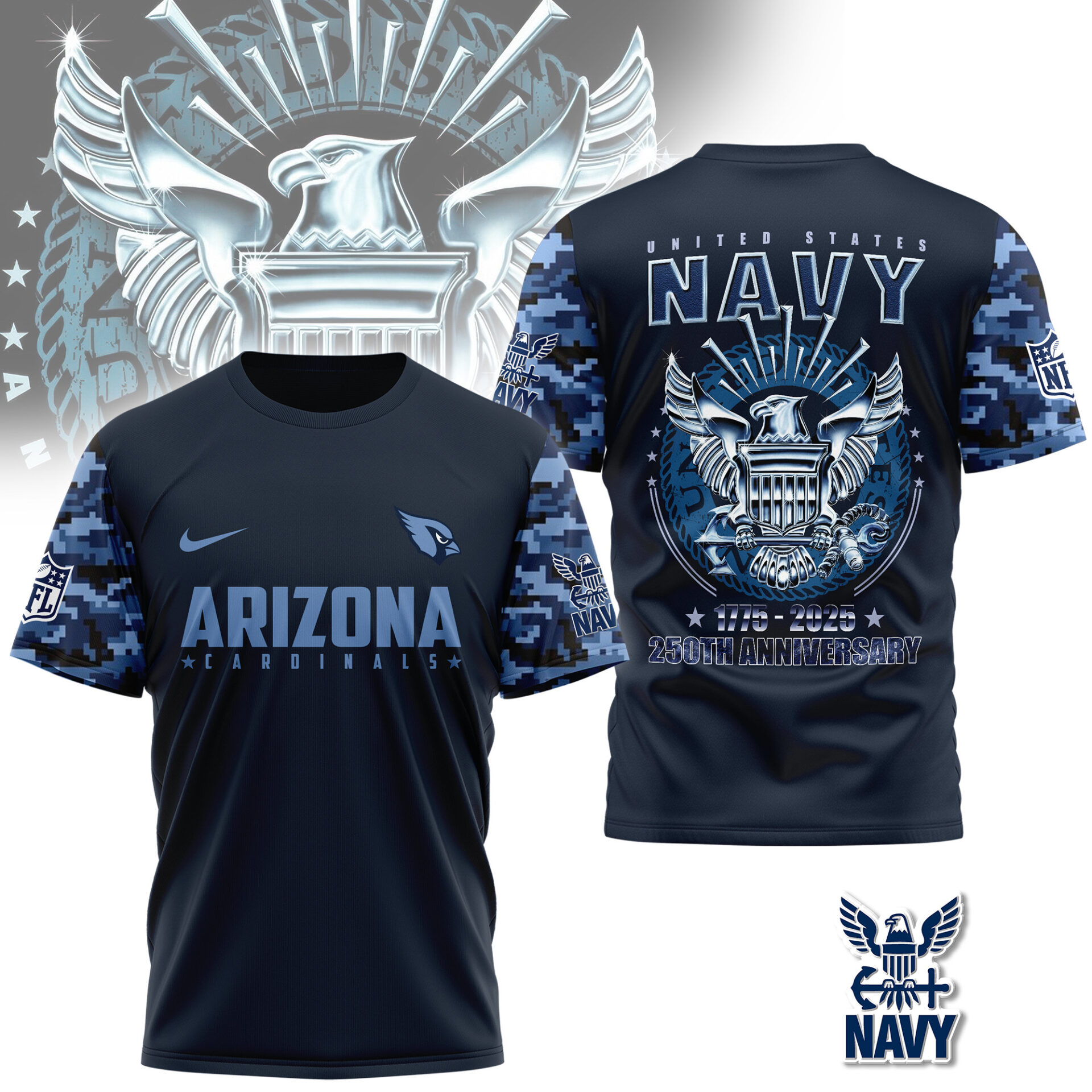 Arizona Cardinalspremium Navy 250 Years 3D Shirt