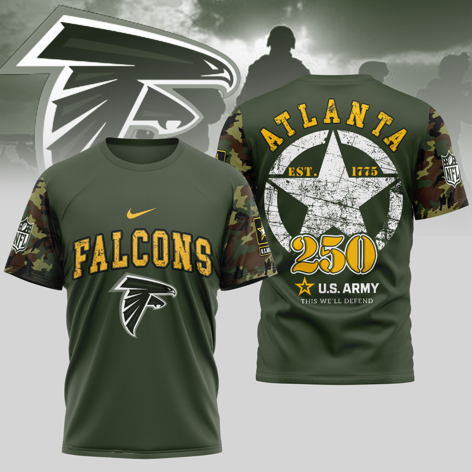 Atlanta Falconspremium U.S.Army 3D Shirt