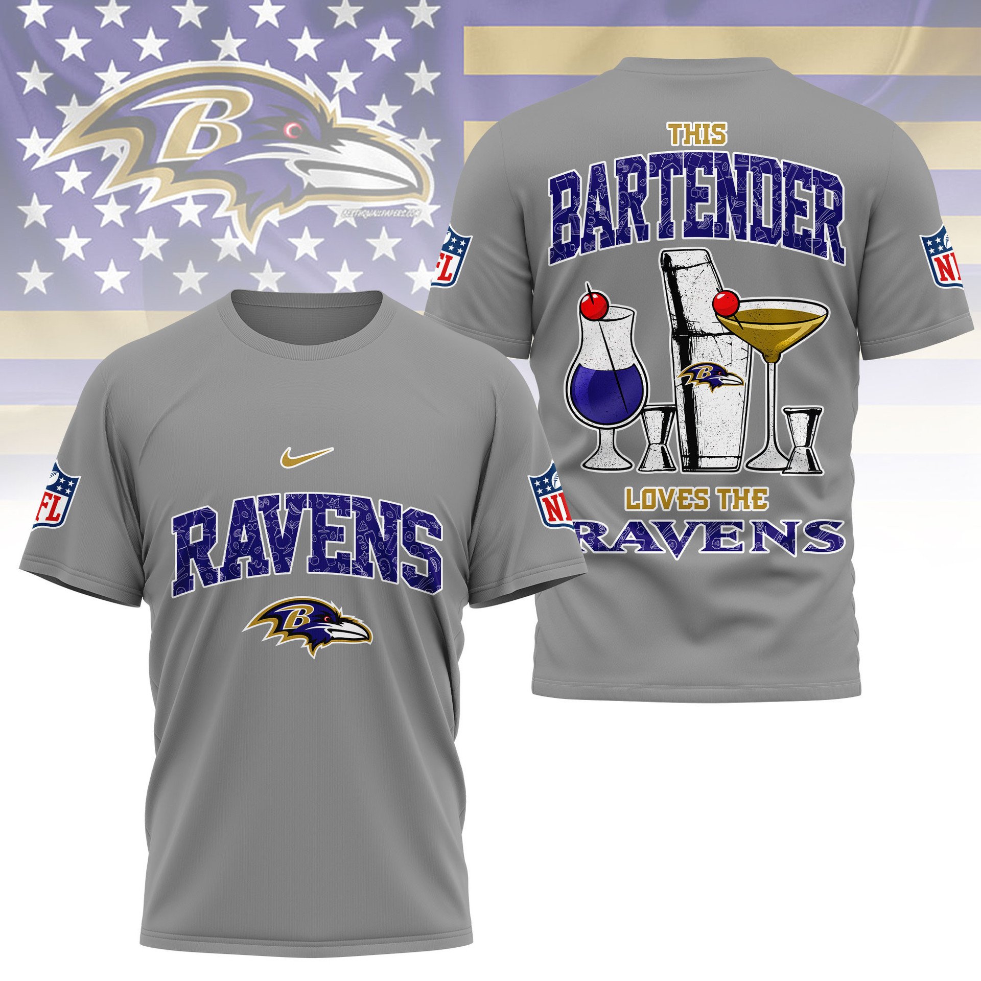 Baltimore Ravens NFL Bartender Fan Shirt White